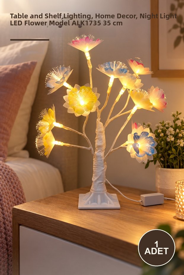 1 Decorative Led Flower – Table and Shelf Lighting, Home Decor, Night Light Led Flower Model Alk1735 35 cm