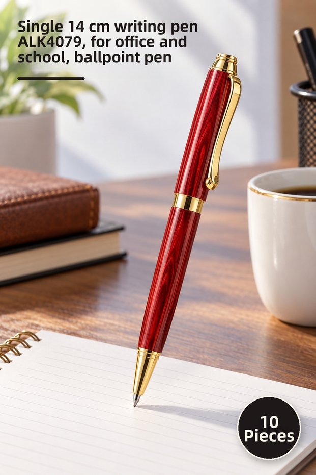 10 Pieces Ballpoint Pens – Single 14 cm Writing Pen Alk4079, for Office and School, Ballpoint Pen