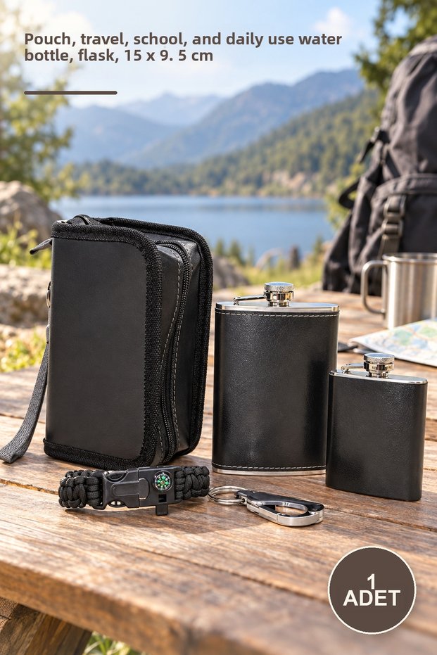 1 Piece Water Bottle Set – Water Bottle with Case, for Travel, School and Daily Use, Water Bottle, Flask, 15 X 9.5 cm