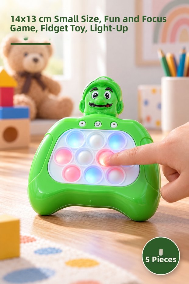 5 Pieces of Light-Up Musical Pop-It Toy – 14X13 cm Small Size, Fun and Attention-Grabbing Game, Fidget Toy, Light-Up