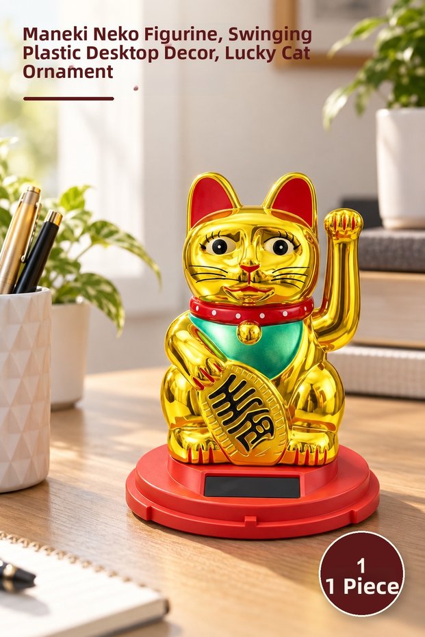 1 Piece of Lucky Cat Wagging Its Paws – Maneki Neko Figure, Plastic Desktop Decor Wagging Paws, Lucky Cat Ornament