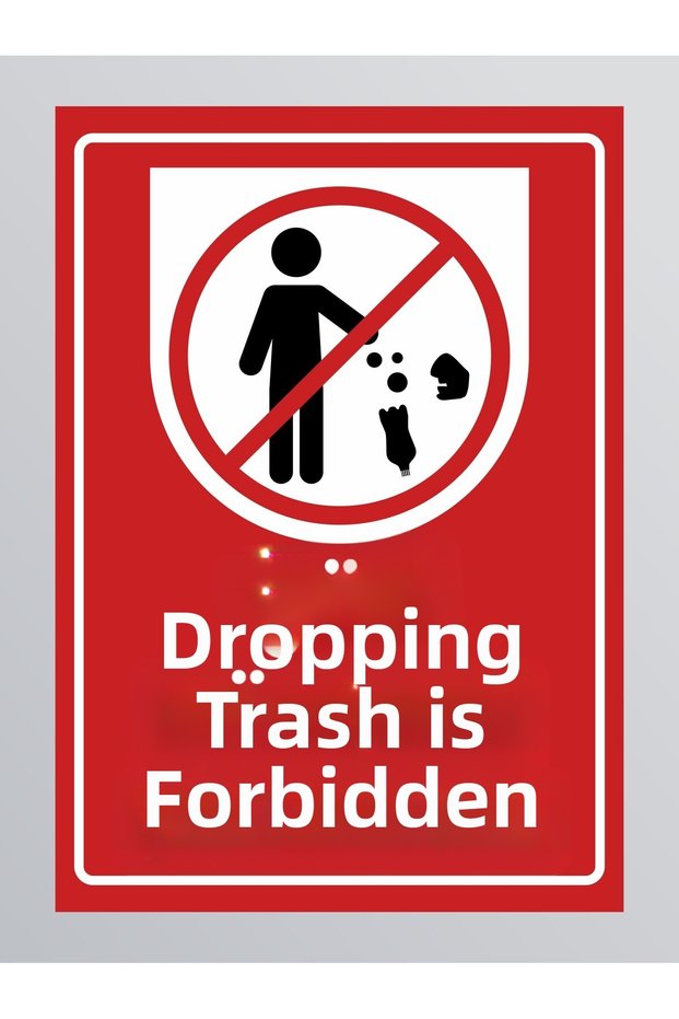 Throwing Trash Is Prohibited Polycarbonate Sign Plate 24X 34 cm