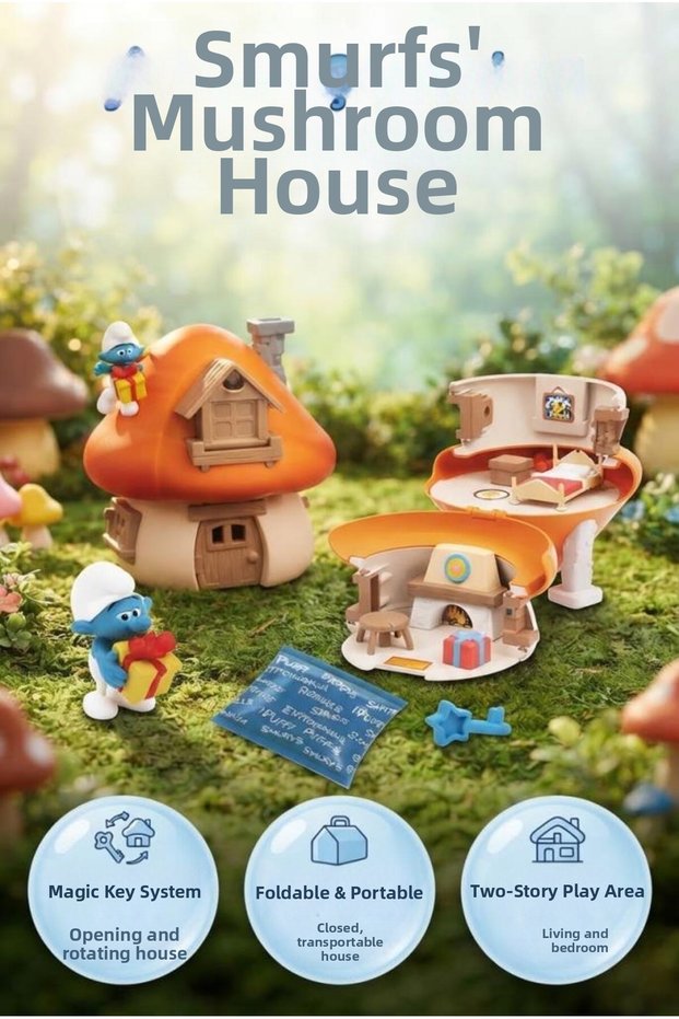 Gioc-Hi Prezio-Si Şirirnler Şakacı's Mushroom House with Key Portable Two-Storey 19 cm Toy Set