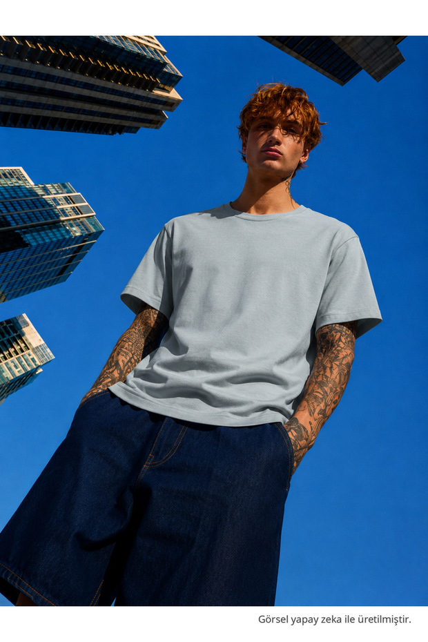Men's Regular Fit 100% Cotton Gray Summer T-Shirt
