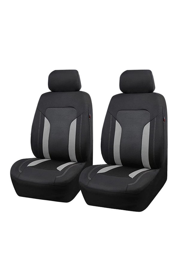 2 Front seat covers AUTOKING Universal Gray Mesh Seat Covers For Car With 3 Zipper Rear Seat Split A