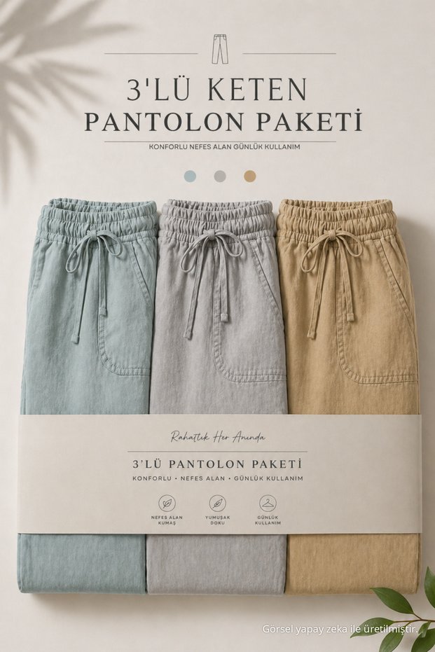3 Pieces Men's Premium Summer Jogger Linen Trousers