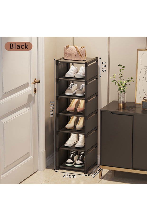 Black 7 layers Shoe rack Small shoe cabinet widened against the wall door shoe rack small narrow hou