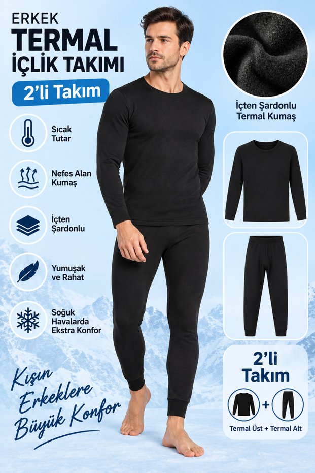 Men's Thermal Underwear Set - Top and Bottom