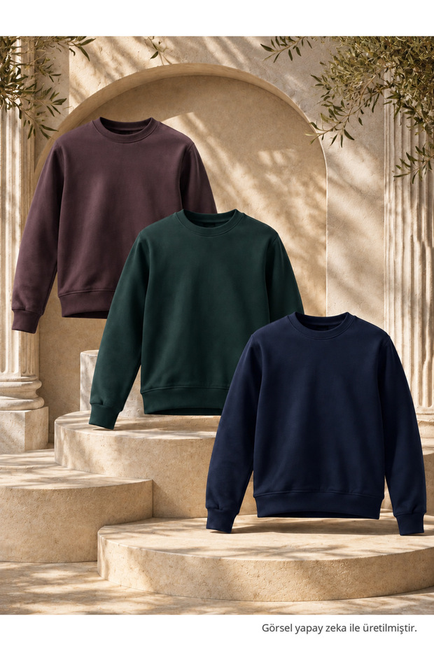 3 Pieces Men's 3 Thread Thick Winter Premium Sweatshirt