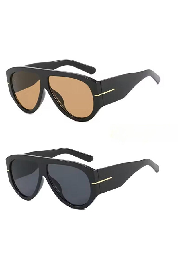2pcs-3(as picture) Y2K Oversized Shield Mask Sunglasses Women Futuristic Visor One-Piece Steampunk B