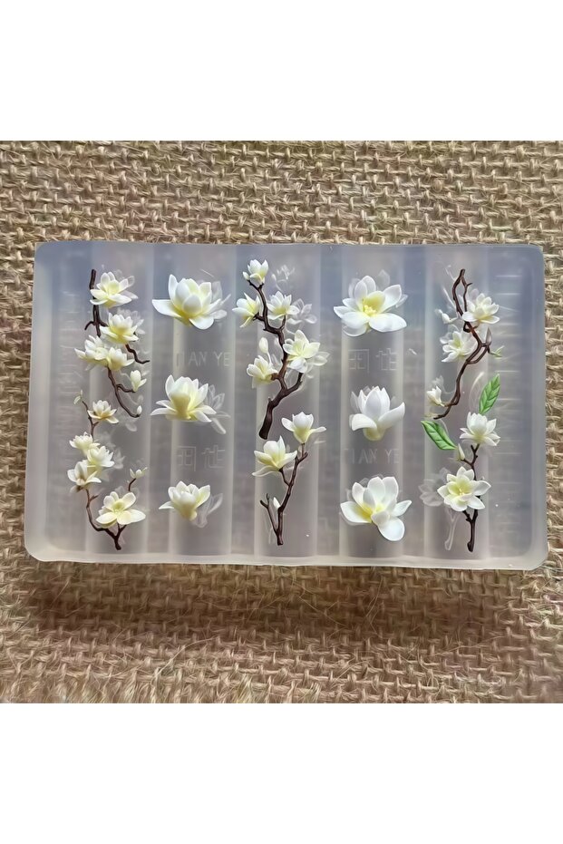 TY-6 A Nail Art Mold Made of Magnolia Flowers, Floral Patterns, Three-Dimensional Carvings, Transpar