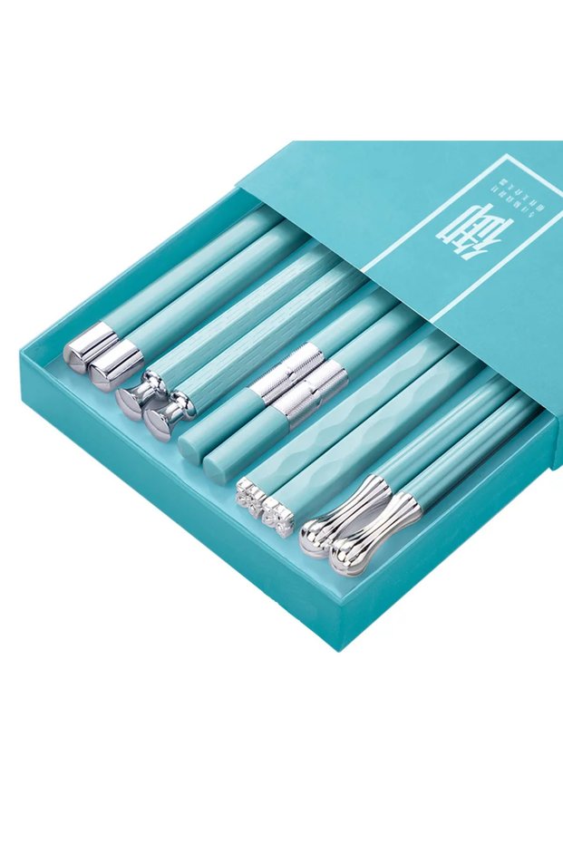 5 Pairs Blue 5Pairs High Quality Japanese Non-Slip Chopsticks Korean Hotel Restaurant Portable Healt