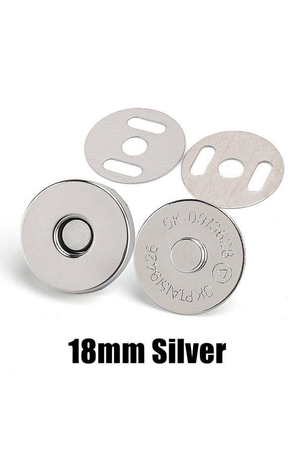 10pcs 18mm Silver Magnetic Snap Fasteners Clasps Buttons Handbag Purse Wallet Craft Bags Parts Acces