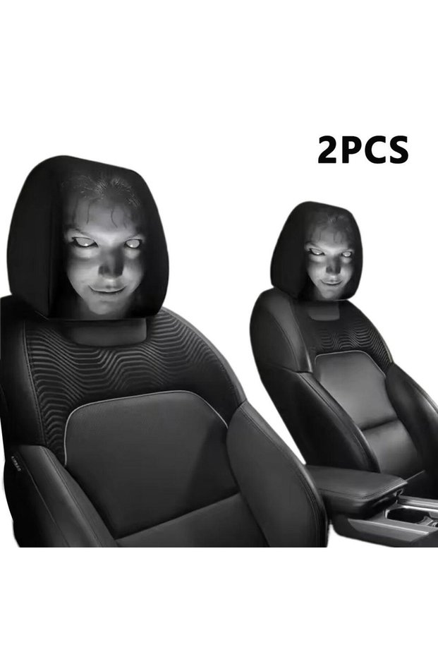 2pcs 2Pcs Horror Design Car Headrest Covers Universal Car Seat Cover Breathable Elastic Car Headrest