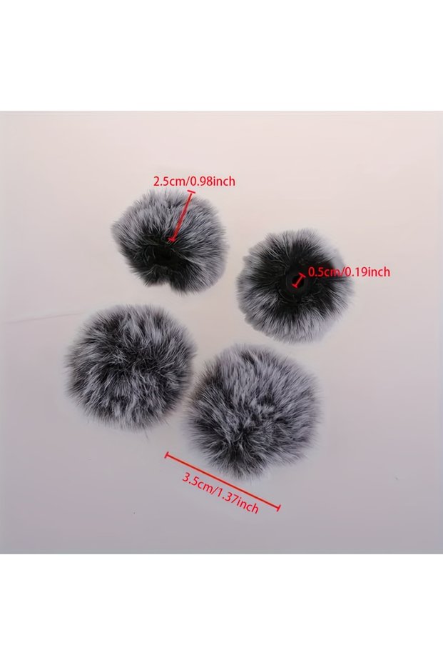 4pcs Basix Plush Lapel Microphone Cover - USB Type-C, Faux Fur Windproof Noise Reduction for Intervi