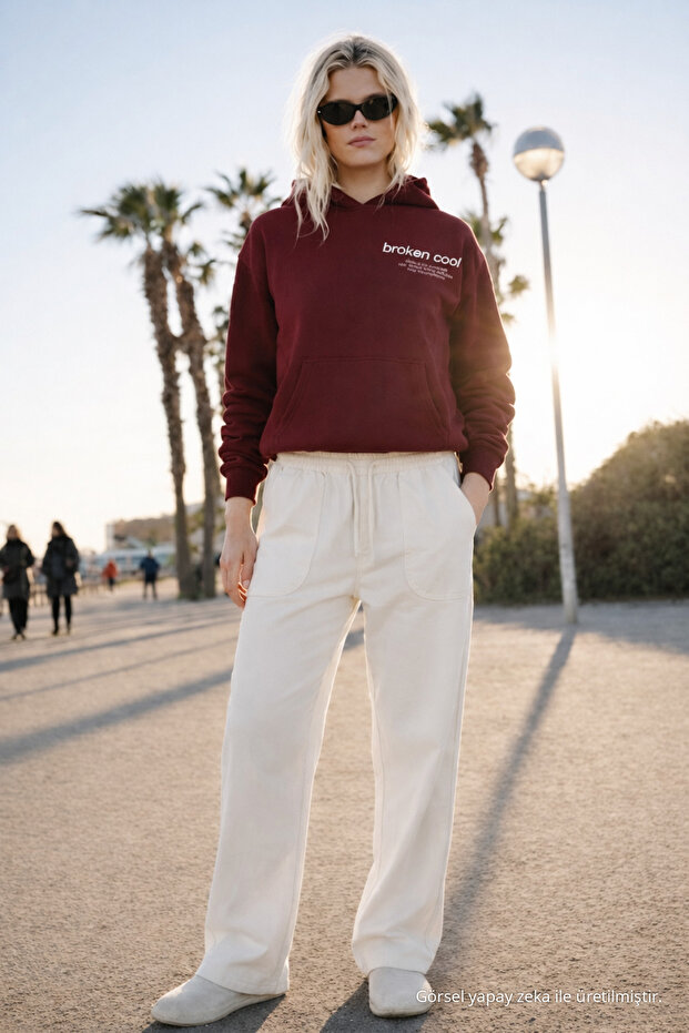 Women's High Waist Elastic White Linen Trousers