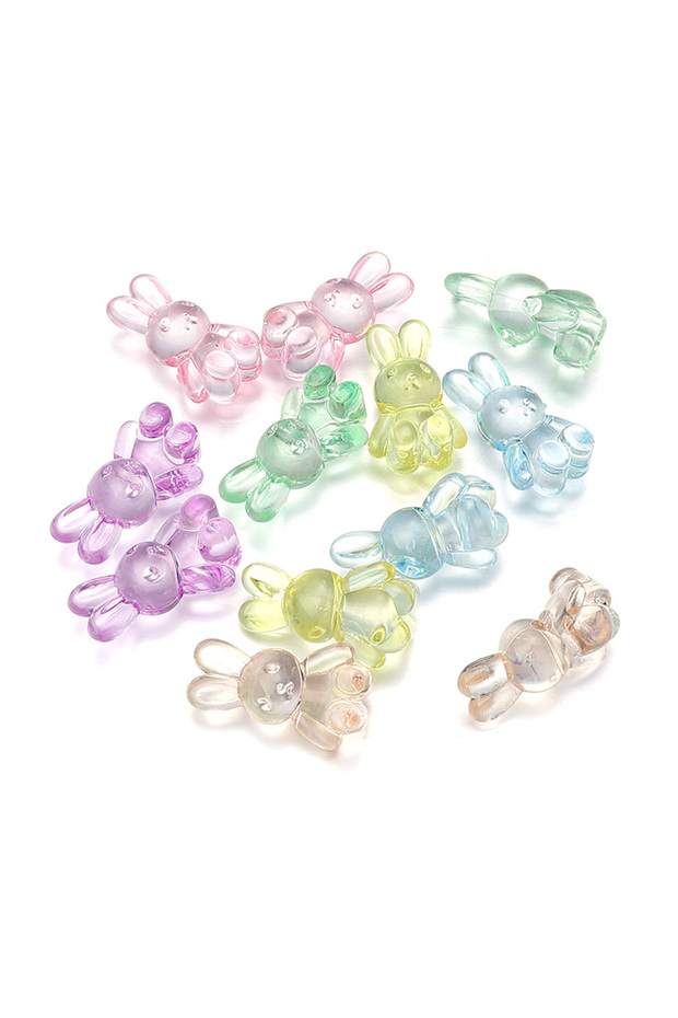 Colorful 30pcs/lot Acrylic Cartoon Rabbit Beads 24x14mm Colorful Acrylic Charms Beads Loose Spacer B