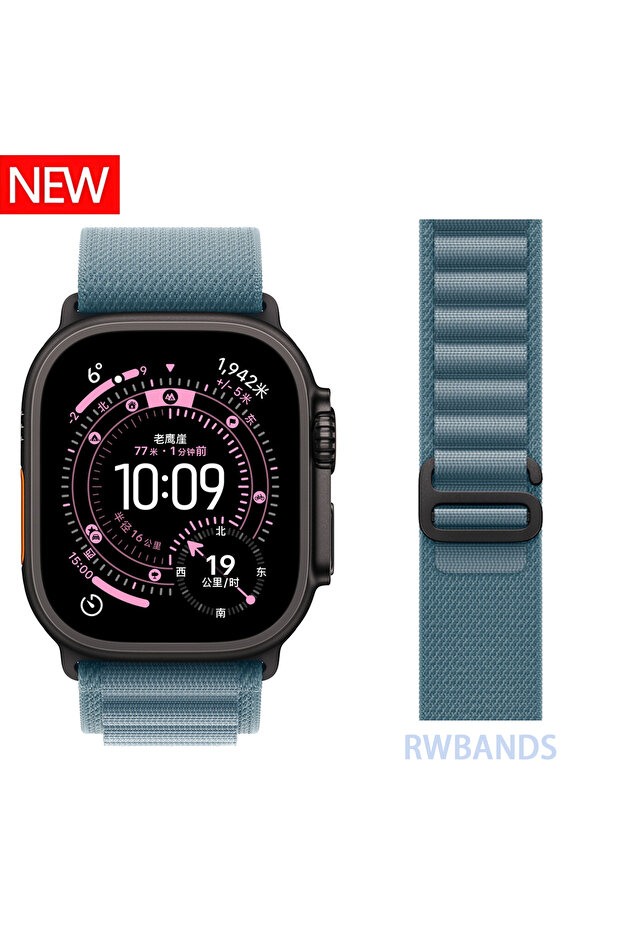 44 45 46 49 mm Light Blue-Black 2025 Alpine Loop Strap for Apple Watch Series 11/10 Band 46mm 42mm
