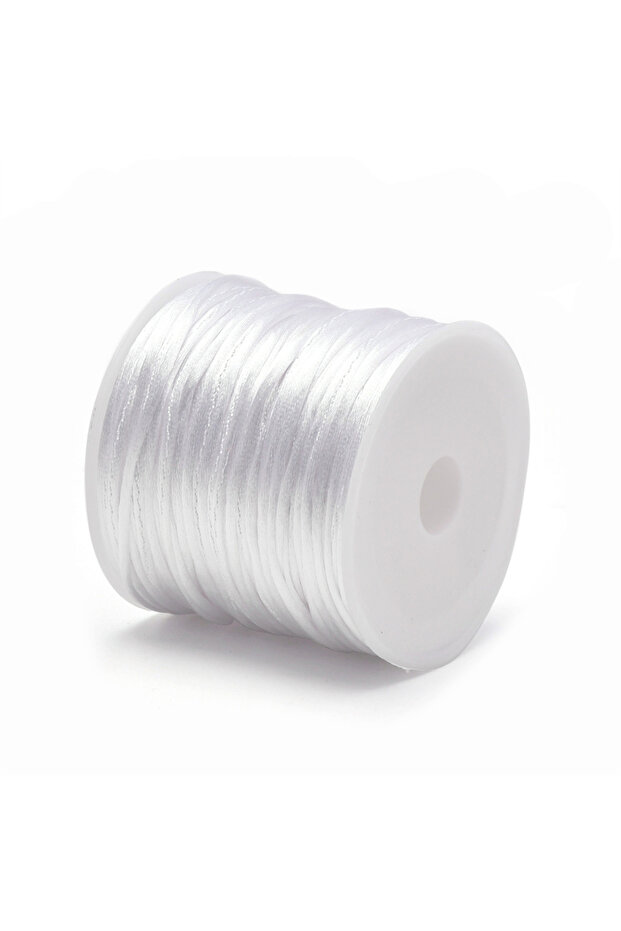 1.5mm 22Meters White 1.5mm Crafts Satin Rattail Cord String from Nylon for Chinese Knot, Macramé, Tr