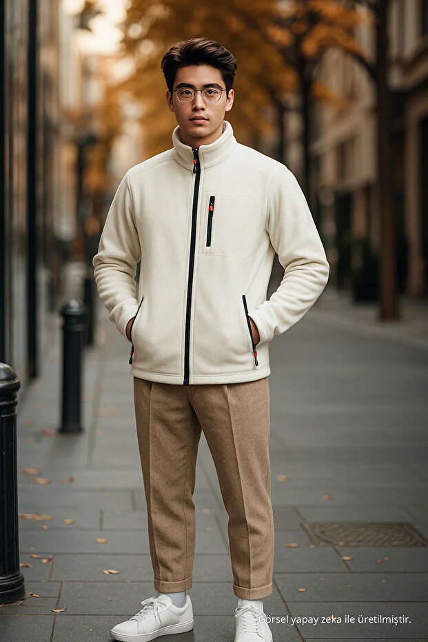 Men's Premium White Fleece with Pocket Detail