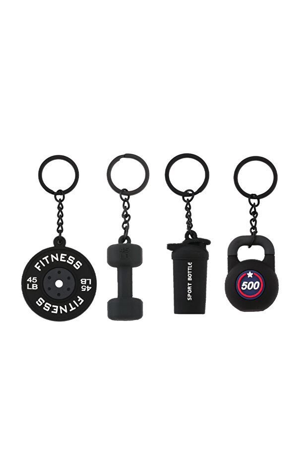4PCS 2025 HOT! Fitness Keychain Gym Barbell Key chain Weightlifting Keyring Silicone Weight Plate Gy