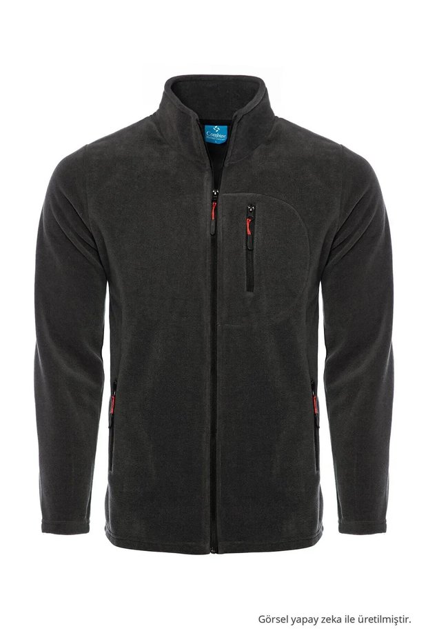 Anthracite Color Full Zipper 3 Pocket Fleece