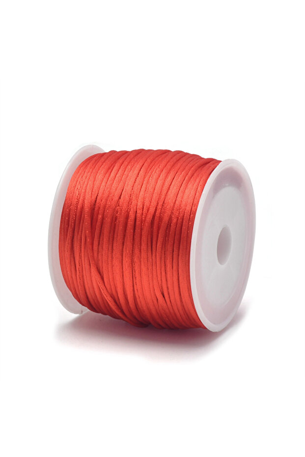 1.5mm 22Meters Red 1.5mm Crafts Satin Rattail Cord String from Nylon for Chinese Knot, Macramé, Trim
