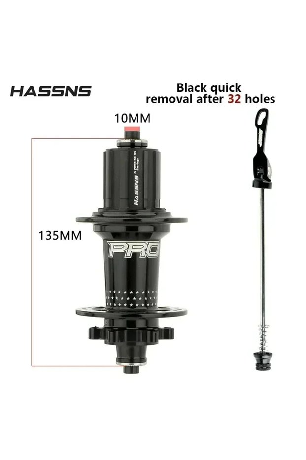 32H Black Rear HASSNS Pro 7 36h Rear Hub Bearing 36Holes Freehub MTB Bike Four Palin 32H Rear Hub fo