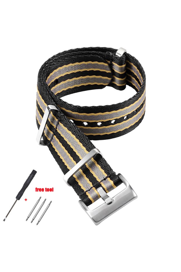 20mm Black-Brown 20mm Nylon Watch Strap for 007 Replacement High Density Nylon Band for Premium So