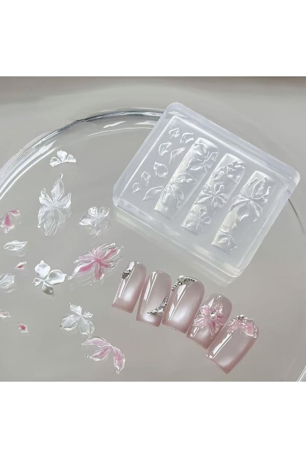 4 Manicure Multi Shapes Button Small Model 3D Buttons Nail Art Mold Silicone Cute Nail Charms Tool .