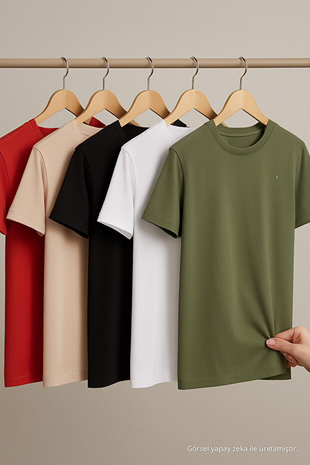 Men's Comfortable Summer Cotton Loose 5-Piece T-Shirt Set