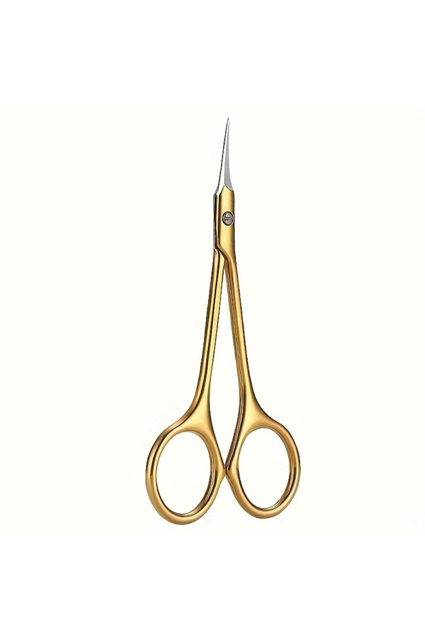 Golden Stainless Steel Curved Tip Thin Blade Cuticle Scissors Nail Clippers Trimmer Manicure Tools E
