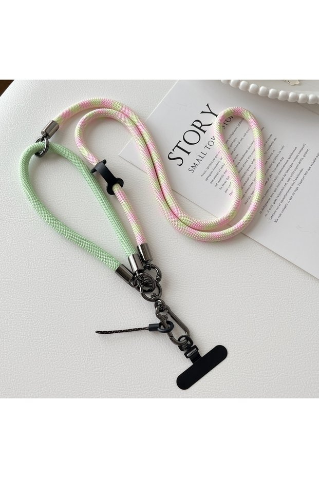 Polyester / Nylon Champagne gold Three-in-one Multi-Functional Mobile Phone Lanyard, One Rope For Mu