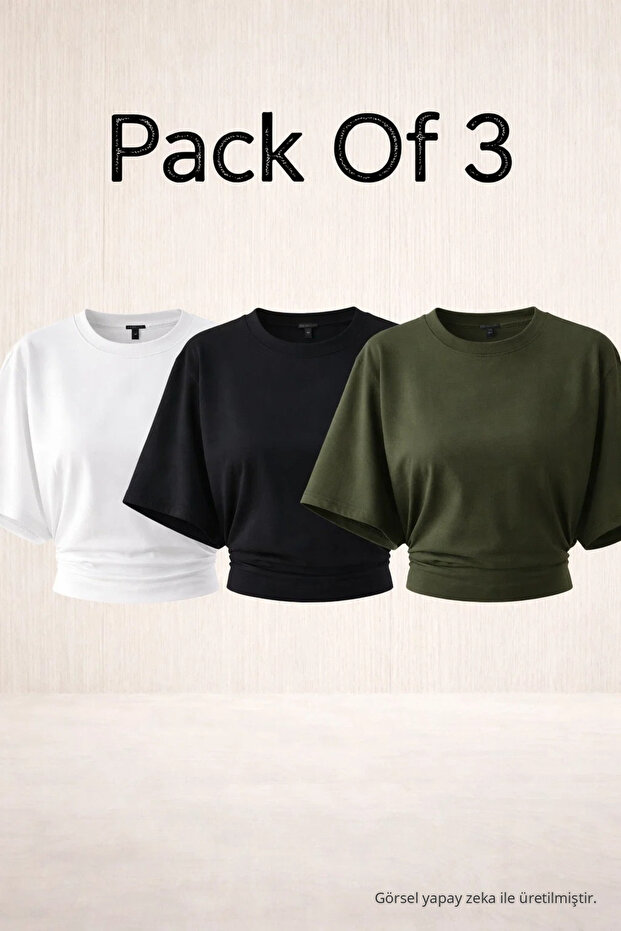 Women's Bat Sleeve Summer 3-Piece Crop Blouse