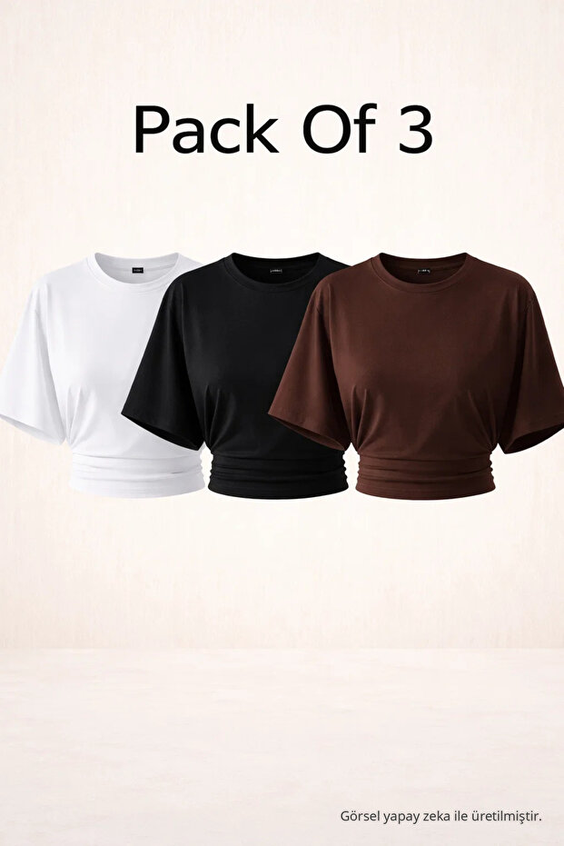 Women's Bat Sleeve Summer 3-Piece Crop Blouse