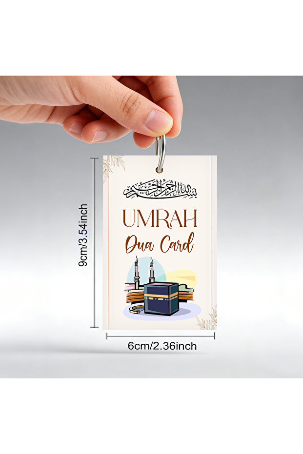 1 Set 21pcs Portable Umrah Dua Islamic Cards Set Ring(With Ring) Arabic Duas English Meaning Ramadan