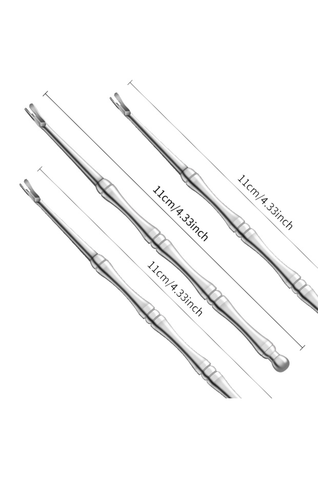 silvery 3pcs High Quality Cuticle Remover Dead Skin Pusher Surgical Grade Stainless Steel Nail Art M