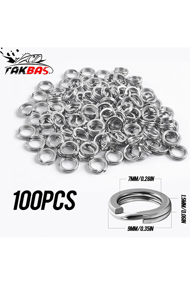 9mm 100pcs 100PCS Fishing Split Rings Stainless Steel Lure Rings Flattened Hyber Split Rings for Fi