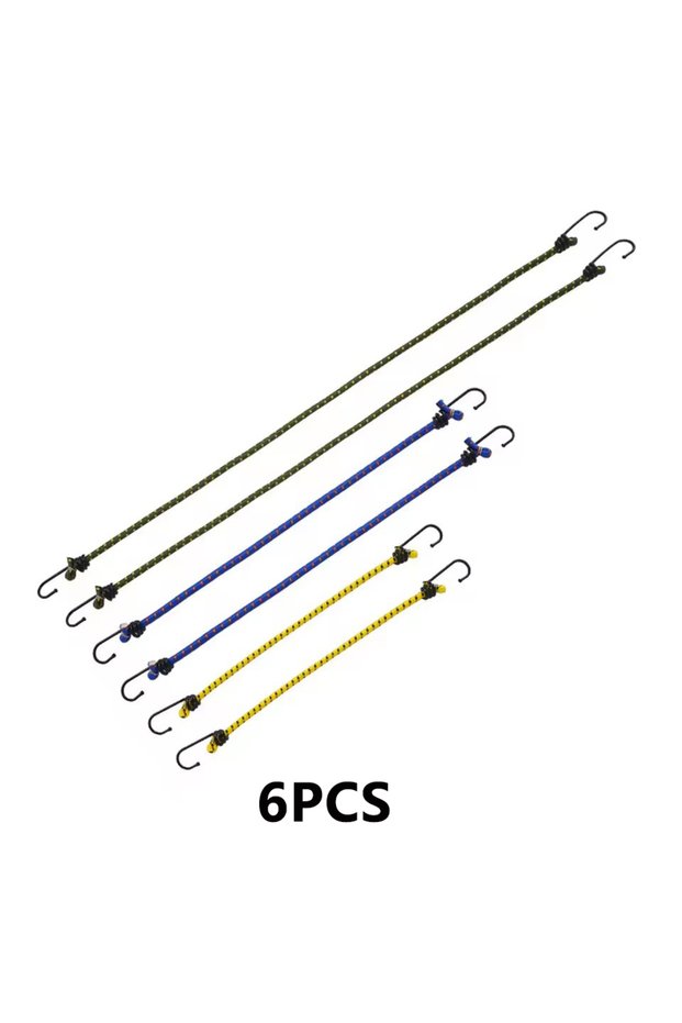 6Pcs Mixed Set 6Pcs Outdoor Camping Elastic Rope with Iron Hooks Tent Setup Fixed Rope Kayak Canoe P
