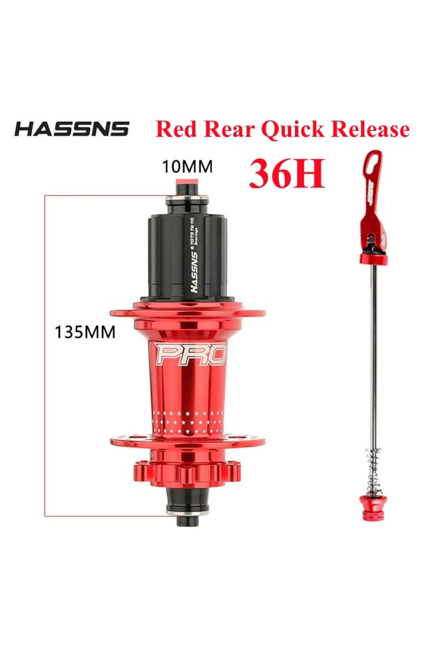 36H Red Rear HASSNS Pro 7 36h Rear Hub Bearing 36Holes Freehub MTB Bike Four Palin 32H Rear Hub for