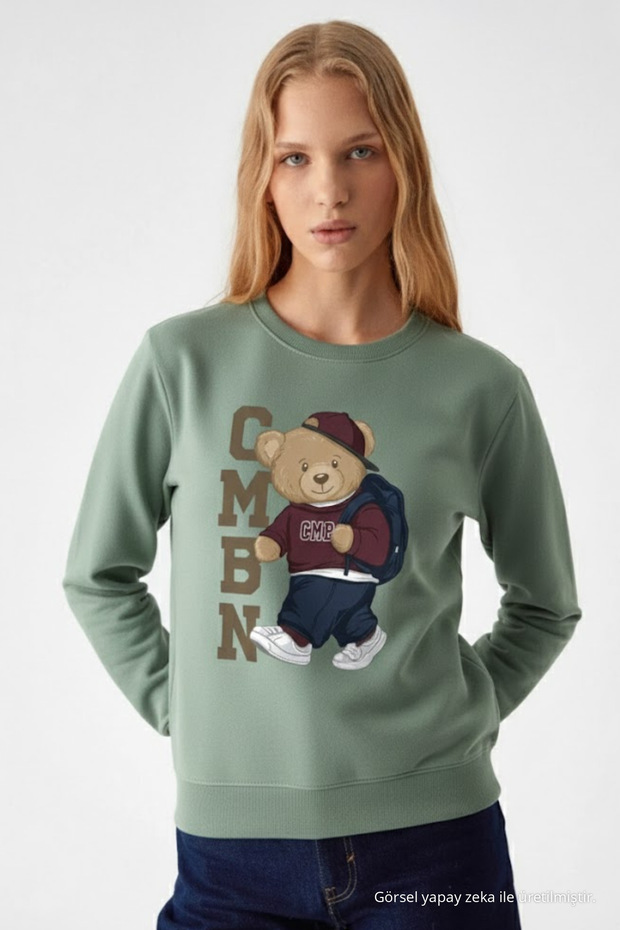 Women's Cmbn Teddy Bear Printed Çağla Sweatshirt