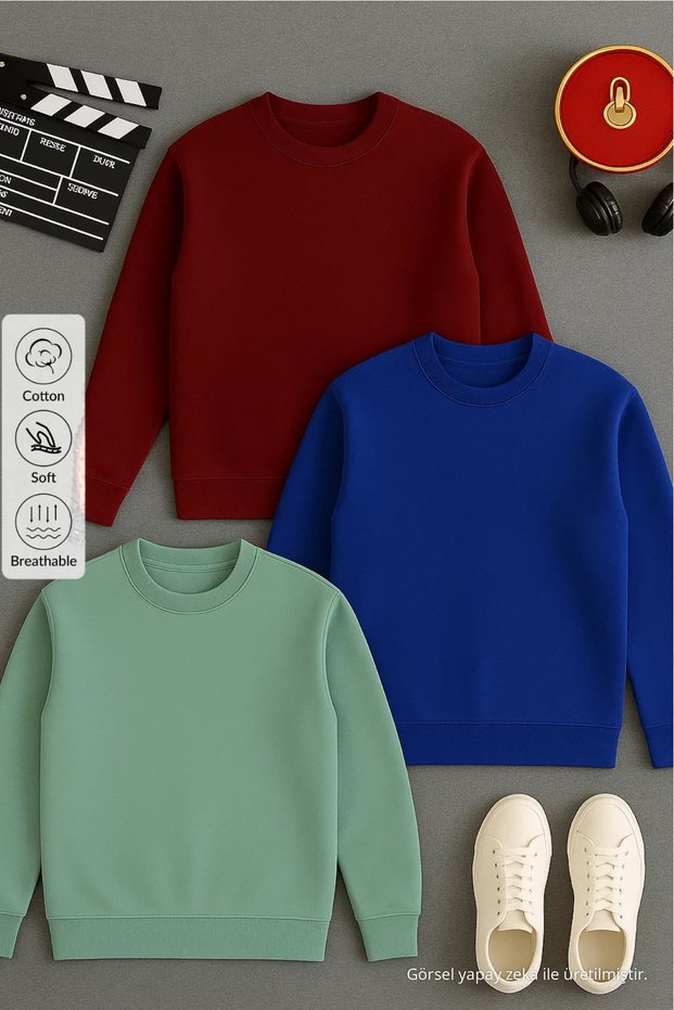 Men's Long Sleeve Winter Loose 3-Piece Sweatshirt