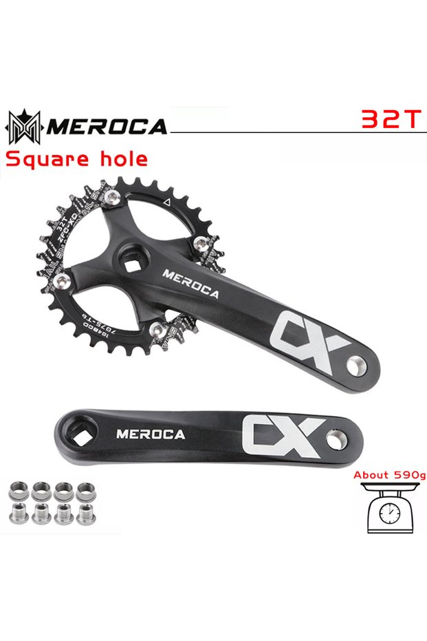 170mm Black 32T MEROCA Bicycle Crank Chainwheel 104BCD MTB Bike Crankset Aluminum Alloy with Bottom