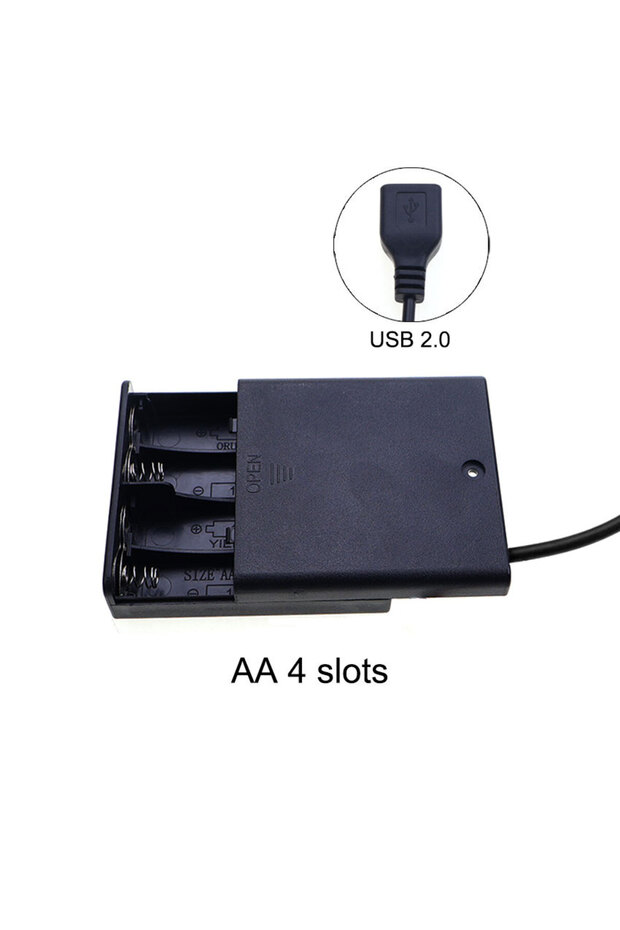 4AA YuXi 18650 AA/AAA 2/3/4 Slot Battery Holder Battery Storage Box With USB Plug Terminal Line With