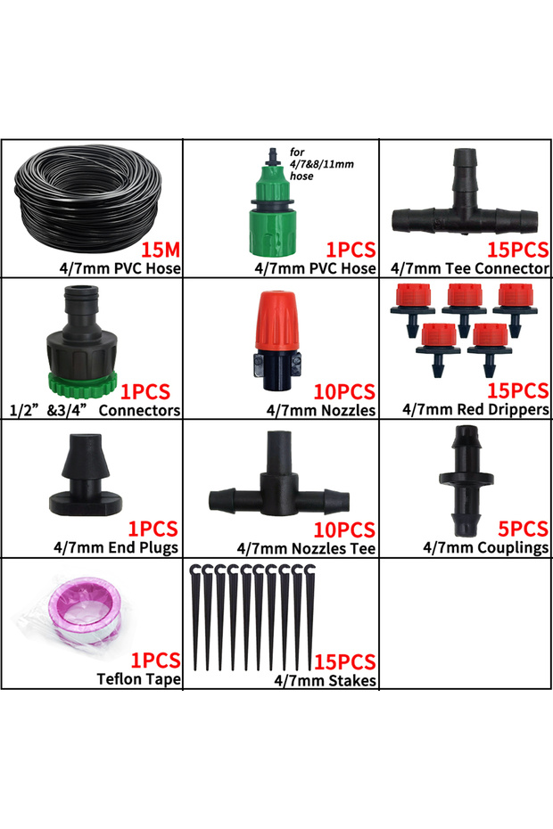 15m Irrigation System Garden Tools Drip Watering Kits Automatic Watering Hose With Adjustable Conven