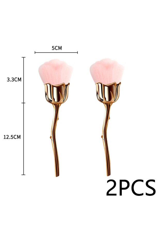 2pcs Gold Flower Nail Brush for Manicure Gold Rose Shape Nail Art Brushes Round Small UV Gel Polish