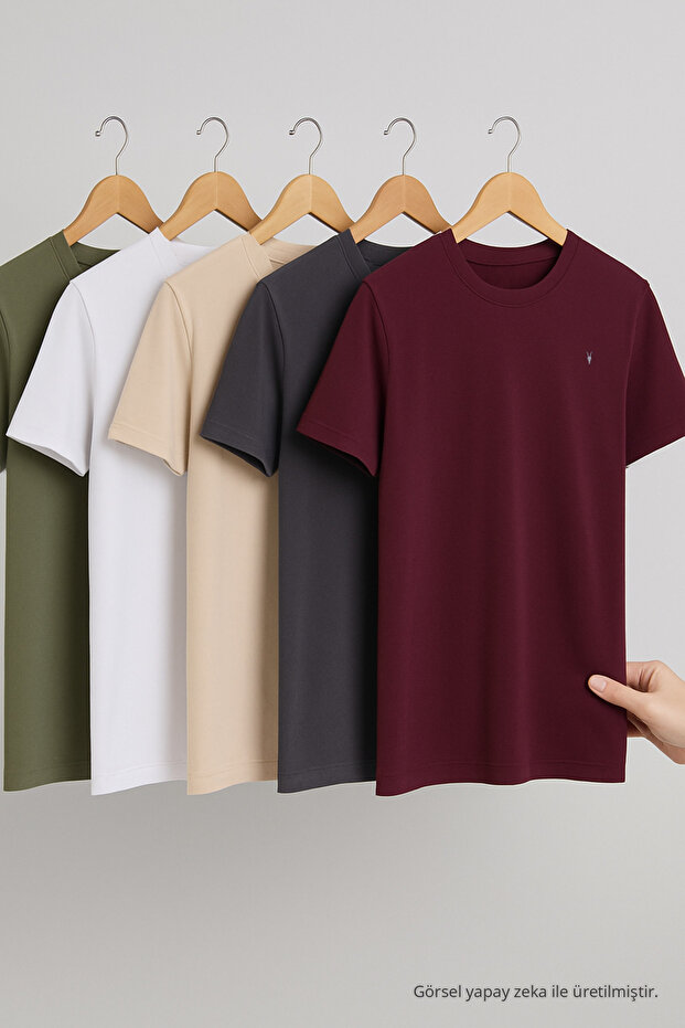 Men's Comfortable Summer Cotton Loose 5-Piece T-Shirt Set