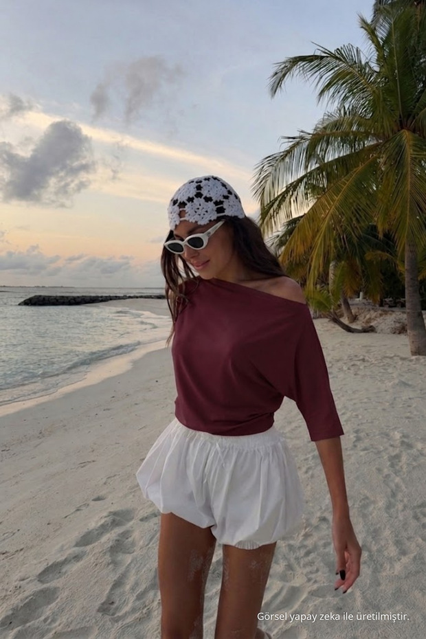 Women's Cotton Summer Basic Burgundy Blouse
