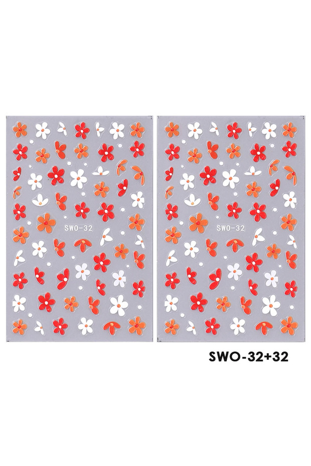 SWO-32 2pcs 2pcs Sweet Element Nail Art Stickers Simple Flower Heart Cherry Strawberry Kawaii Decals