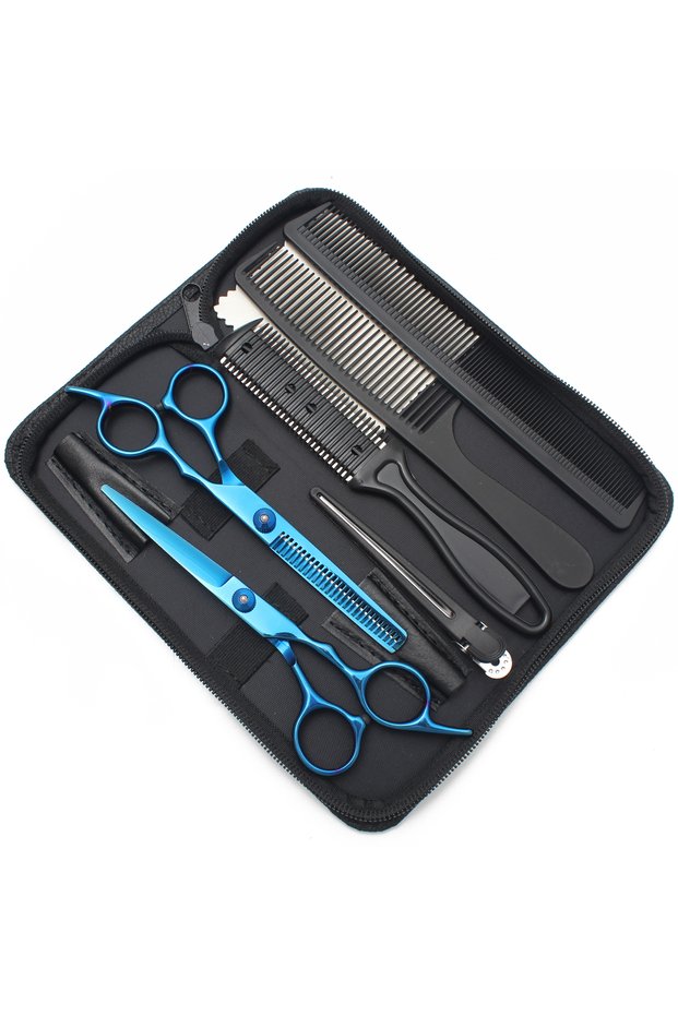 C1001 QuanLan K-A Hair Scissors 6" Japan Stainless Hairdressing Scissors Blue Hair Scissors Barber S